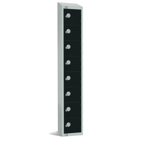 GR676-CS Elite Eight Door Camlock Locker with Sloping Top Black - JD Catering Equipment Solutions Ltd