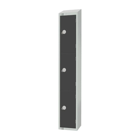 GR679-CNS Elite Three Door Coin Return Locker with Sloping Top Graphite Grey - JD Catering Equipment Solutions Ltd