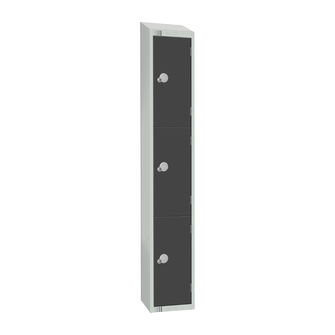 GR679-CNS Elite Three Door Coin Return Locker with Sloping Top Graphite Grey JD Catering Equipment Solutions Ltd