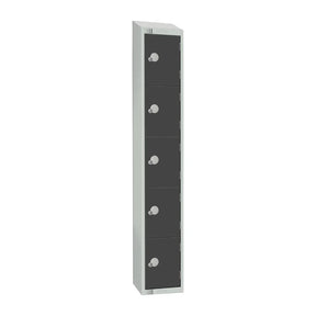 GR681-CNS Elite Five Door Coin Return Locker with Sloping Top Graphite Grey - JD Catering Equipment Solutions Ltd