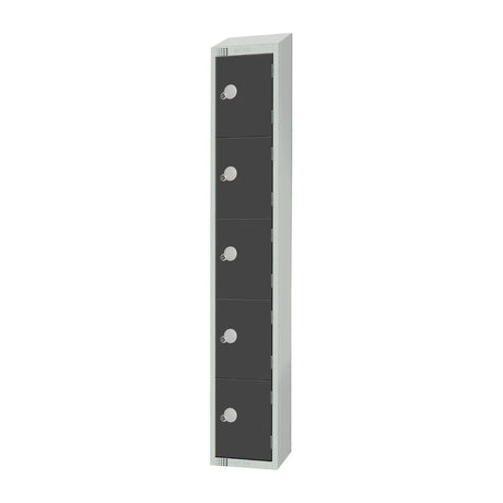 GR681-CS Elite Five Door Camlock Locker with Sloping Top Graphite Grey - JD Catering Equipment Solutions Ltd