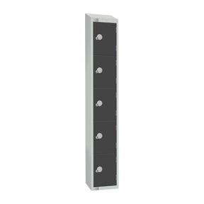 GR681-PS Elite Five Door Padlock Locker Graphite Grey with Sloping Top - JD Catering Equipment Solutions Ltd
