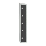 GR681-PS Elite Five Door Padlock Locker Graphite Grey with Sloping Top JD Catering Equipment Solutions Ltd