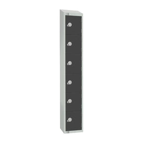 GR682-CNS Elite Six Door Coin Return Locker with Sloping Top Graphite Grey - JD Catering Equipment Solutions Ltd