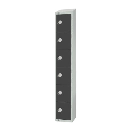 GR682-PS Elite Six Door Padlock Locker with Sloping Top Graphite Grey - JD Catering Equipment Solutions Ltd