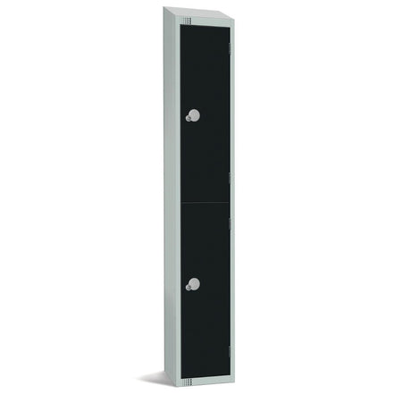 GR685-CLS Elite Double Door Manual Combination Locker Locker Black with sloping top JD Catering Equipment Solutions Ltd