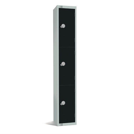 GR686-PS Elite Three Door Padlock Locker Black with Sloping Top JD Catering Equipment Solutions Ltd