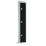 GR686-PS Elite Three Door Padlock Locker Black with Sloping Top JD Catering Equipment Solutions Ltd