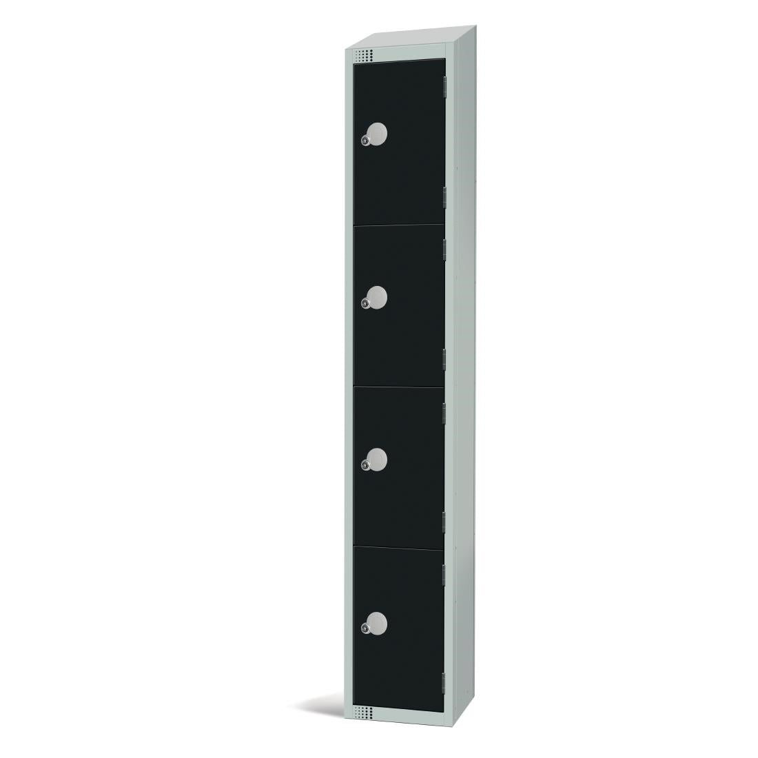 GR687-PS Elite Four Door Padlock Locker Black with Sloping Top JD Catering Equipment Solutions Ltd
