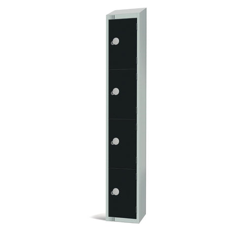 GR687-PS Elite Four Door Padlock Locker Black with Sloping Top JD Catering Equipment Solutions Ltd