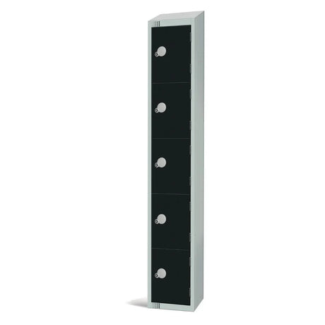 GR688-CNS Elite Five Door Coin Return Locker with Sloping Top Black - JD Catering Equipment Solutions Ltd