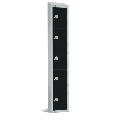 GR688-CS Elite Five Door Camlock Locker with Sloping Top Black JD Catering Equipment Solutions Ltd
