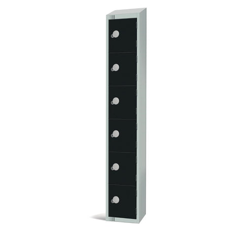 GR689-CLS Elite Six Door Manual Combination Locker Locker Black with sloping top JD Catering Equipment Solutions Ltd