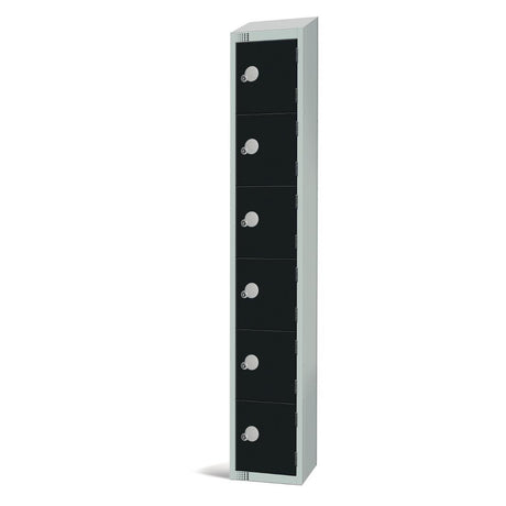 GR689-CNS Elite Six Door Coin Return Locker with Sloping Top Black JD Catering Equipment Solutions Ltd