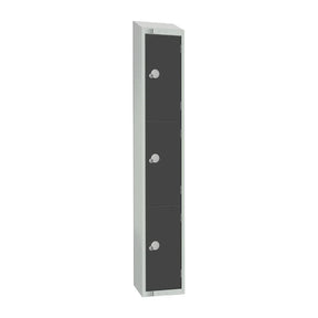 GR693-CNS Elite Three Door Coin Return Locker with Sloping Top Graphite Grey - JD Catering Equipment Solutions Ltd