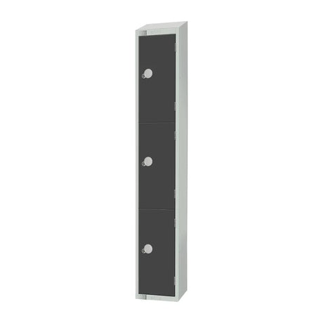 GR693-CNS Elite Three Door Coin Return Locker with Sloping Top Graphite Grey - JD Catering Equipment Solutions Ltd