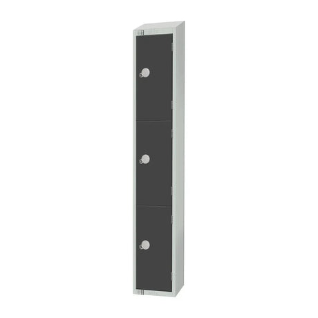 GR693-PS Elite Three Door Padlock Locker Graphite Grey with Sloping Top - JD Catering Equipment Solutions Ltd