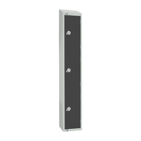 GR693-PS Elite Three Door Padlock Locker Graphite Grey with Sloping Top JD Catering Equipment Solutions Ltd