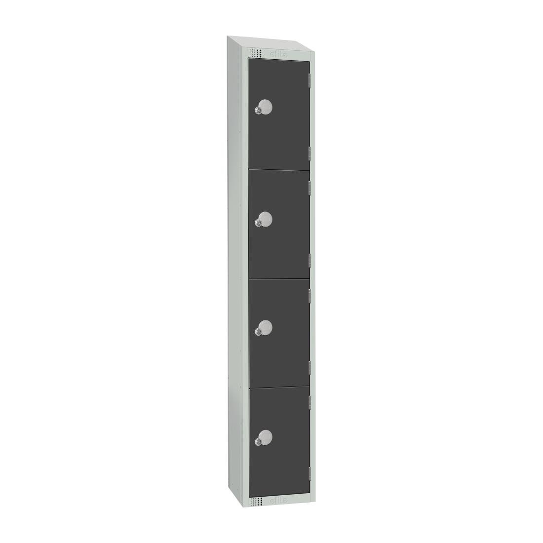 GR694-CNS Elite Four Door Coin Return Locker with Sloping Top Graphite Grey JD Catering Equipment Solutions Ltd