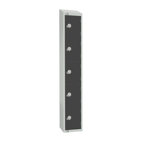 GR695-CS Elite Five Door Camlock Locker with Sloping Top Graphite Grey JD Catering Equipment Solutions Ltd