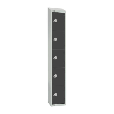 GR695-PS Elite Five Door Padlock Locker Graphite Grey with Sloping Top JD Catering Equipment Solutions Ltd