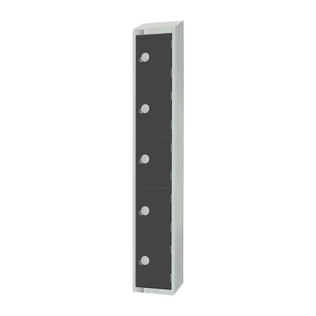 GR695-PS Elite Five Door Padlock Locker Graphite Grey with Sloping Top - JD Catering Equipment Solutions Ltd