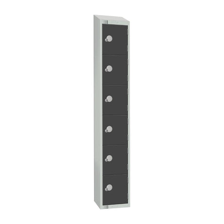 GR696-PS Elite Six Door Padlock Locker with Sloping Top Graphite Grey JD Catering Equipment Solutions Ltd