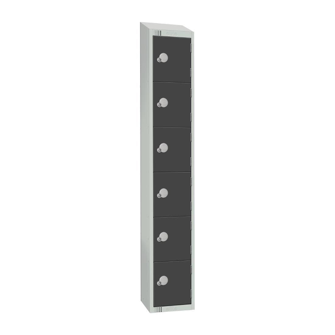 GR696-PS Elite Six Door Padlock Locker with Sloping Top Graphite Grey JD Catering Equipment Solutions Ltd