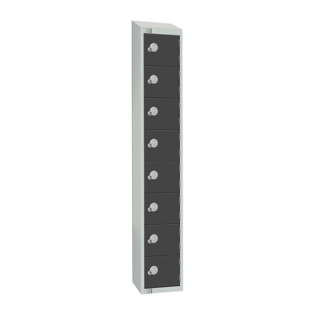 GR697-CNS Elite Eight Door Coin Return Locker with Sloping Top Graphite Grey JD Catering Equipment Solutions Ltd