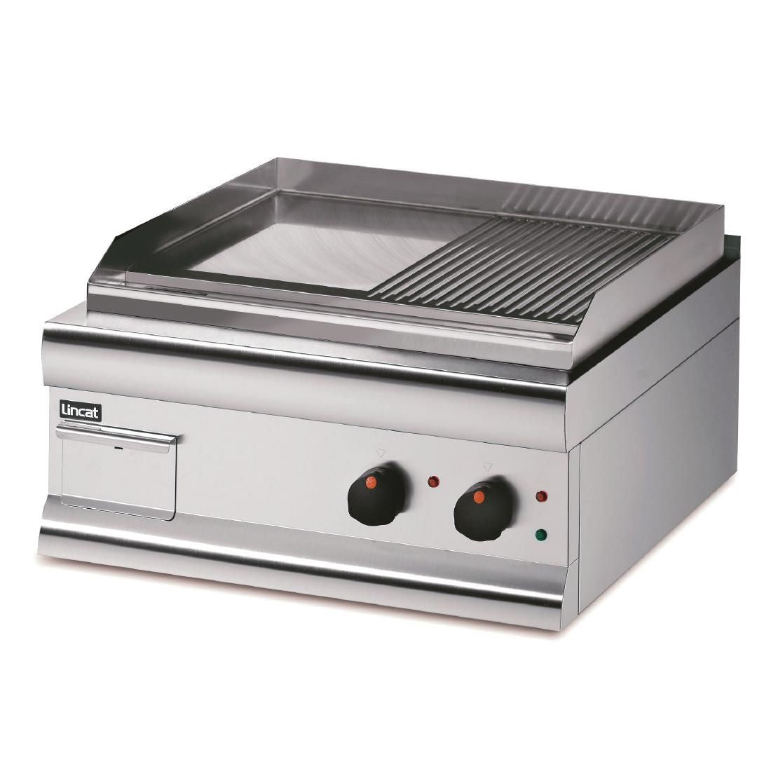 GS6/TR/E - Lincat Silverlink 600 Electric Counter-top Griddle - Twin Zone - Half-Ribbed Plate - Extra Power - W 600 mm - 5.6 kW JD Catering Equipment Solutions Ltd