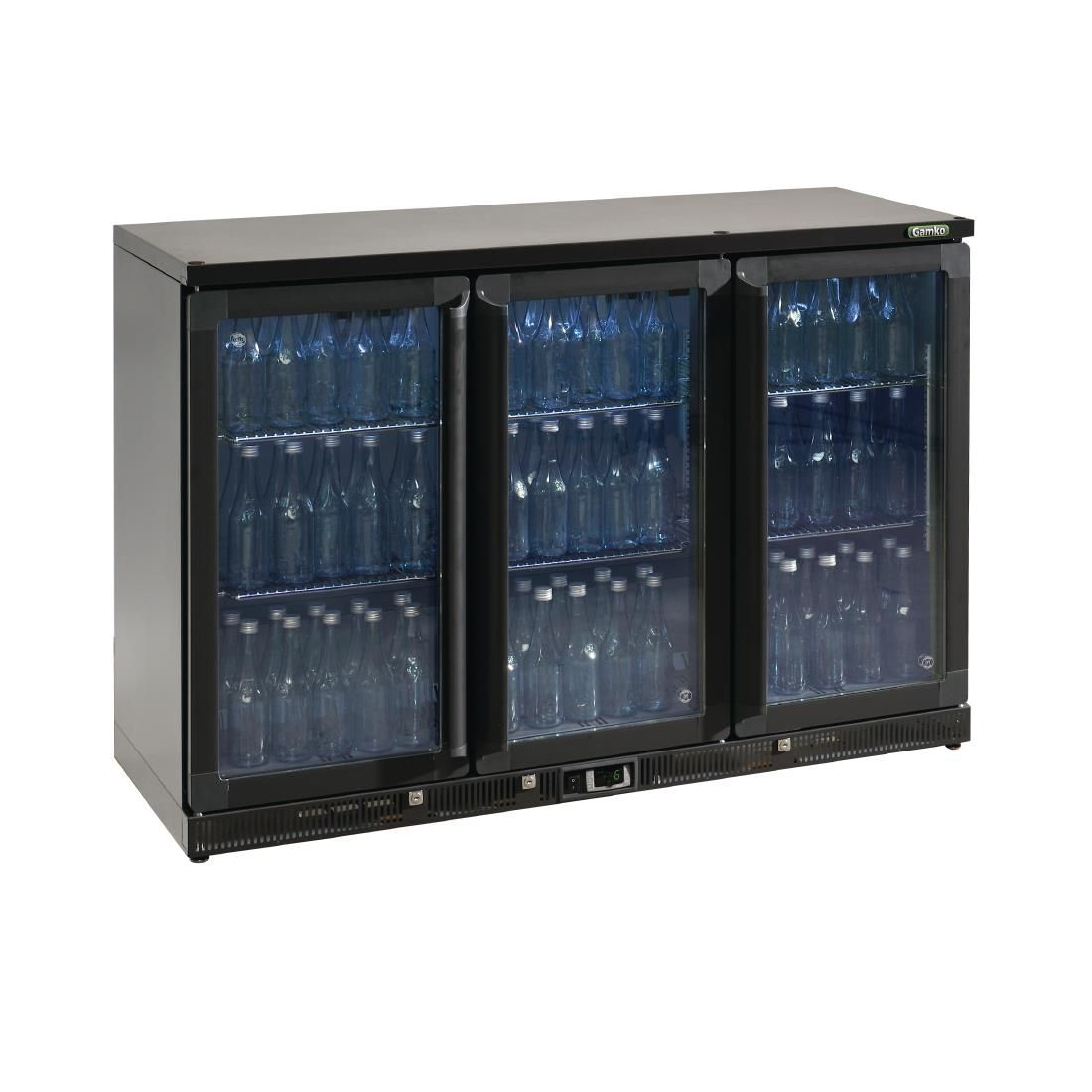 Gamko Bottle Cooler - Triple Hinged Door 315 Ltr Black JD Catering Equipment Solutions Ltd