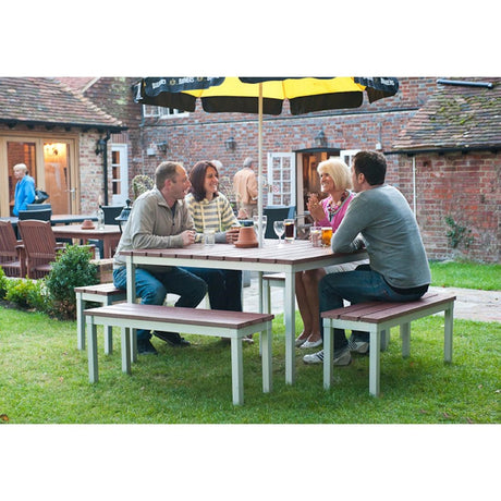 GoPak Enviro Square Outdoor Walnut Effect Faux Wood Table 1250mm JD Catering Equipment Solutions Ltd