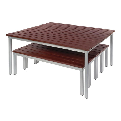 GoPak Enviro Square Outdoor Walnut Effect Faux Wood Table 1250mm JD Catering Equipment Solutions Ltd