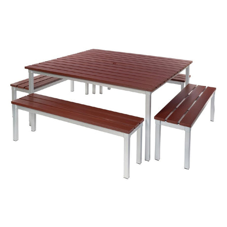 GoPak Enviro Square Outdoor Walnut Effect Faux Wood Table 1250mm JD Catering Equipment Solutions Ltd