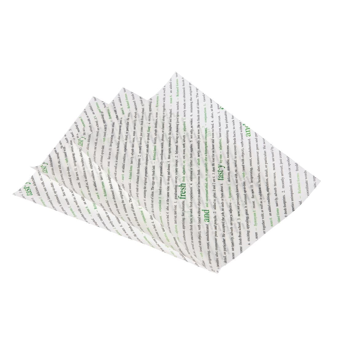 Greaseproof Paper Sheets Fresh and Tasty Print 255 x 203mm (Pack of 500) JD Catering Equipment Solutions Ltd