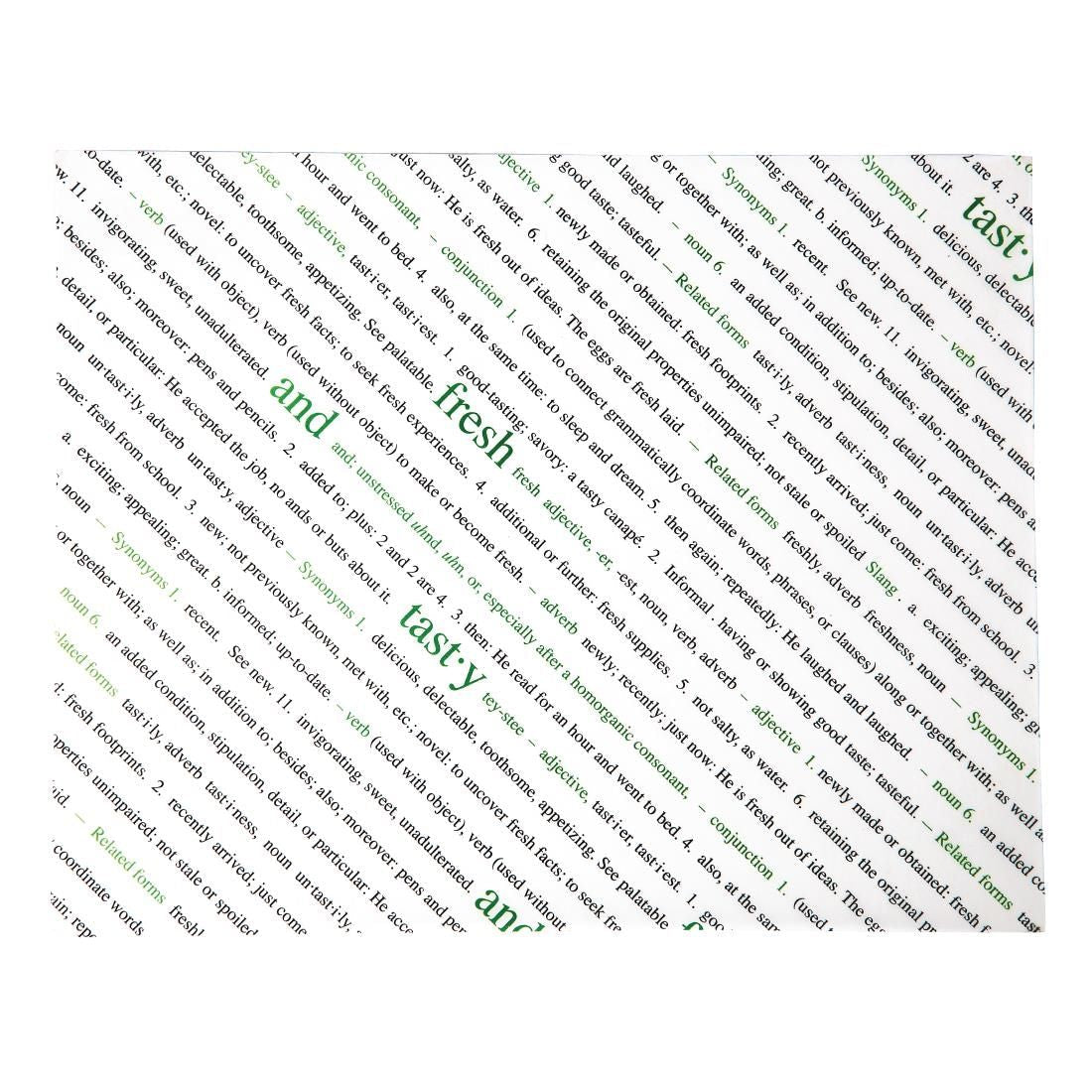 Greaseproof Paper Sheets Fresh and Tasty Print 255 x 203mm (Pack of 500) JD Catering Equipment Solutions Ltd