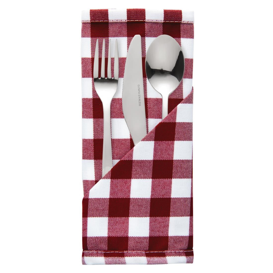 HB580 Gingham Polyester Napkins Red Check (Pack of 10) JD Catering Equipment Solutions Ltd