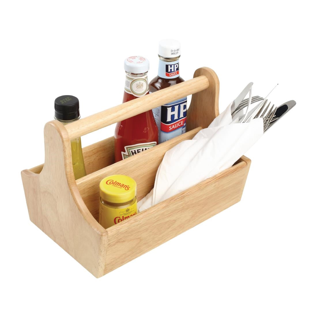 Hevea Wood Condiment Basket with Handle JD Catering Equipment Solutions Ltd