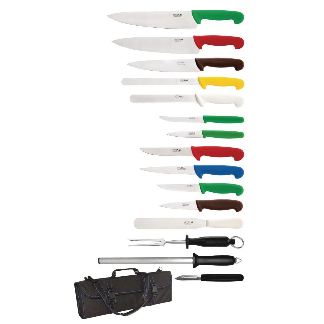 Hygiplas 15 Piece Knife Set with Carry Case JD Catering Equipment Solutions Ltd