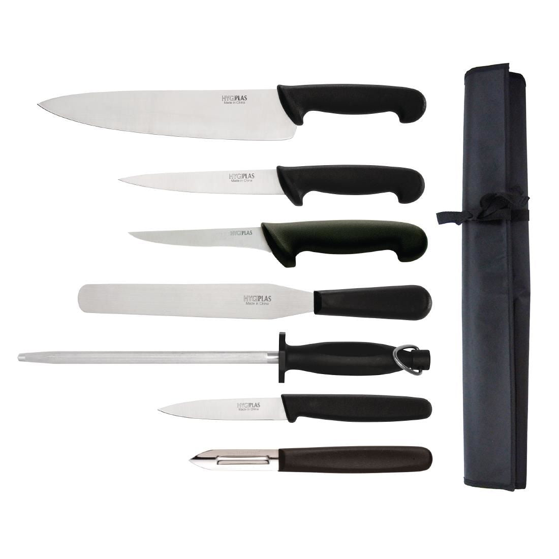 Hygiplas 7 Piece Knife Starter Set With 26.5cm Chef Knife and Roll Bag JD Catering Equipment Solutions Ltd