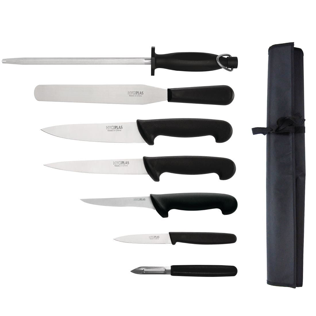 Hygiplas 7 Piece Starter Knife Set With 20cm Chef Knife and Roll Bag JD Catering Equipment Solutions Ltd
