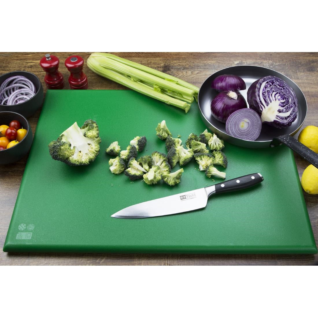 Hygiplas Extra Thick Low Density Green Chopping Board Large JD Catering Equipment Solutions Ltd
