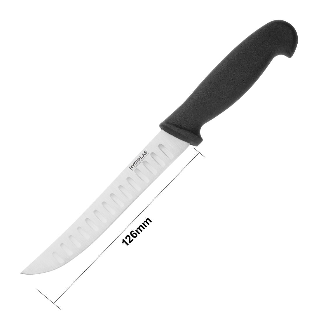 Hygiplas Scalloped Utility Knife Black 12.5cm JD Catering Equipment Solutions Ltd
