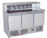 Ice-A-Cool ICE3858GR 3 Door Preparation Unit with Marble W/Top & S/S Guard c/w 7nr 1/3 GN Pans - JD Catering Equipment Solutions Ltd