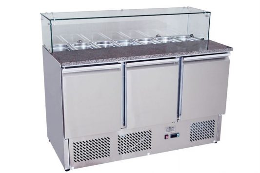 Ice-A-Cool ICE3864GR 3 Door Marble Top Saladette Counter 380 Litres JD Catering Equipment Solutions Ltd