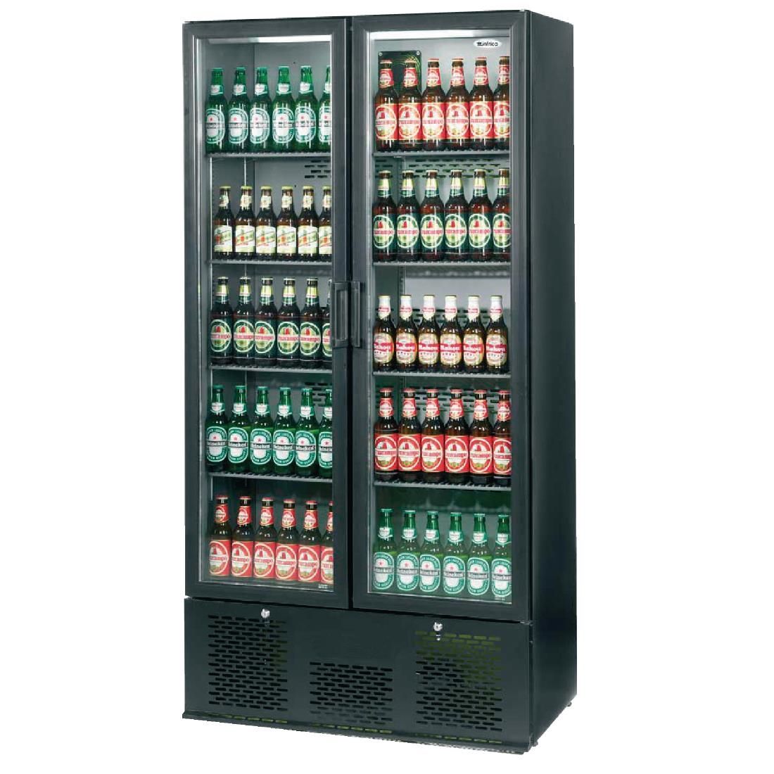 Infrico Upright Back Bar Cooler with Hinged Doors in Black ZX20 JD Catering Equipment Solutions Ltd