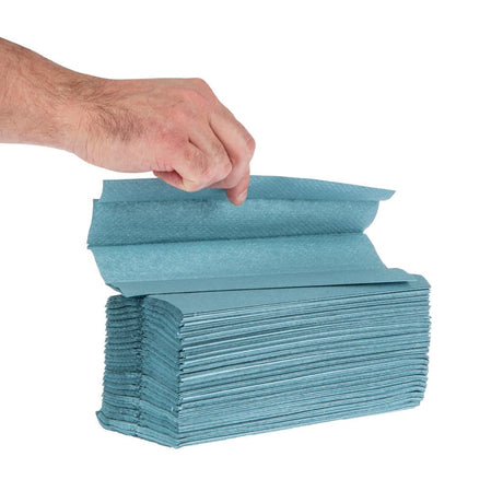 Jantex C Fold Paper Hand Towels Blue 1-Ply 192 Sheets (Pack of 12) JD Catering Equipment Solutions Ltd