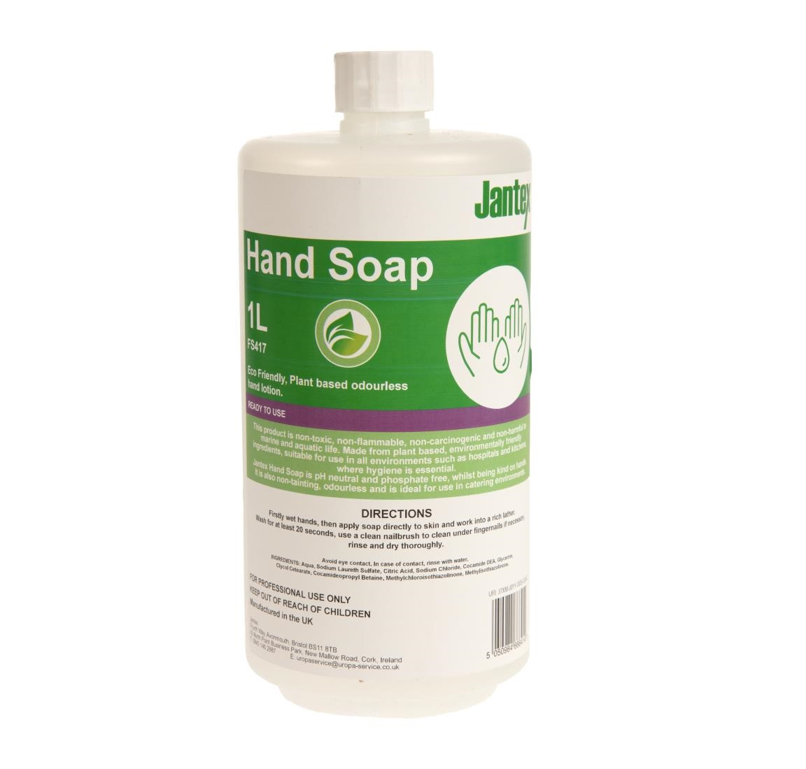 Jantex Green Hand Soap Lotion Ready To Use 1Ltr JD Catering Equipment Solutions Ltd