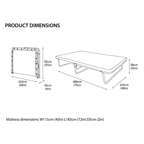 Jay-Be Contract Folding Bed with Airflow Fibre Mattress Double in Black Colour JD Catering Equipment Solutions Ltd