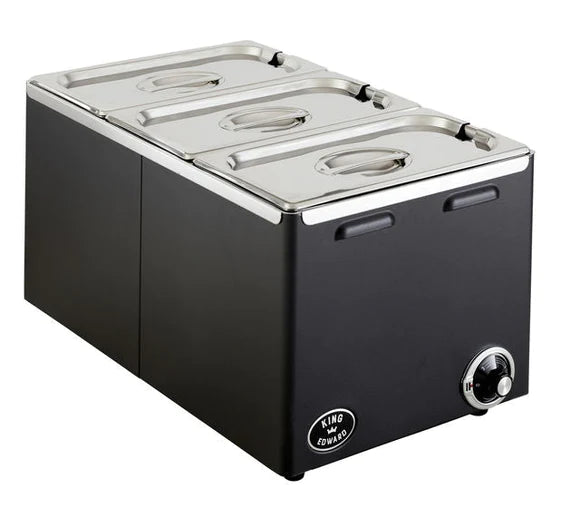 King Edward Combo Deal - Large Potato Baker Black PB2FV/BLK + 3 pot wet Bain Marie CBM2